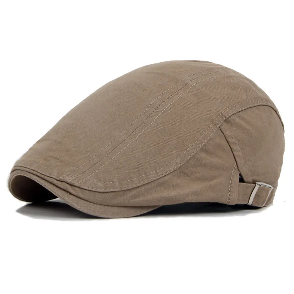 Light Khaki Мужские шапки в британском стиле, модные, дышащие, регулируемые, плоские, мягкие, берет, шапка, свободный размер, Осень-зима, уличные шапки - Цвет: Light Khaki