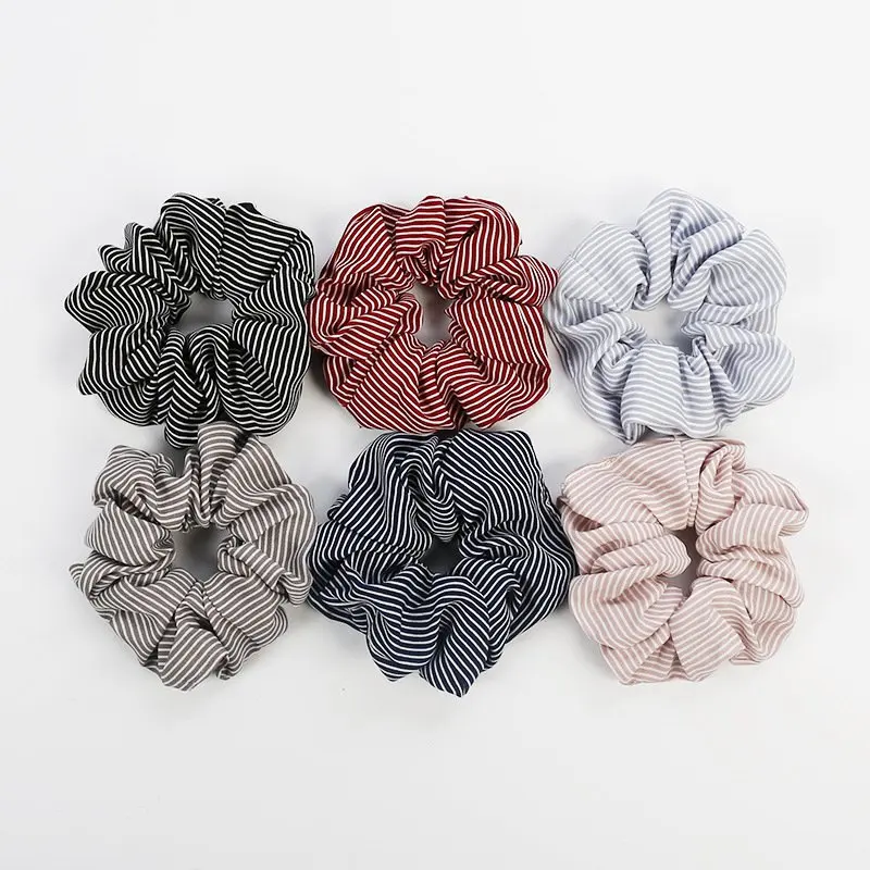 6pcs a set women girl gingham plaid stripe Hair Scrunchie Ring Flamingo Bun wraps rope Topknot Scrunchy bands FJ3361 |