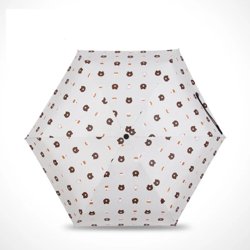 Parapluie, Женский Зонт от дождя, для женщин и мужчин, мини-зонт с карманами, маленький складной детский зонт с медведем, мужской зонт от солнца и дождя, подарок - Цвет: Beige