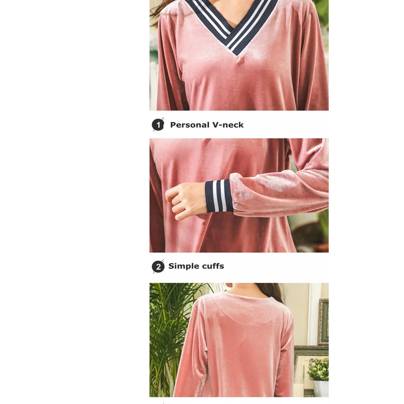 Женский пижамный комплект одежды для сна бархатные пижамы на осень и зиму одежда