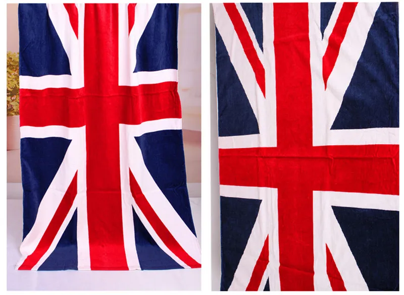 Дизайнерское банное полотенце с американским британским флагом 140x70 см
