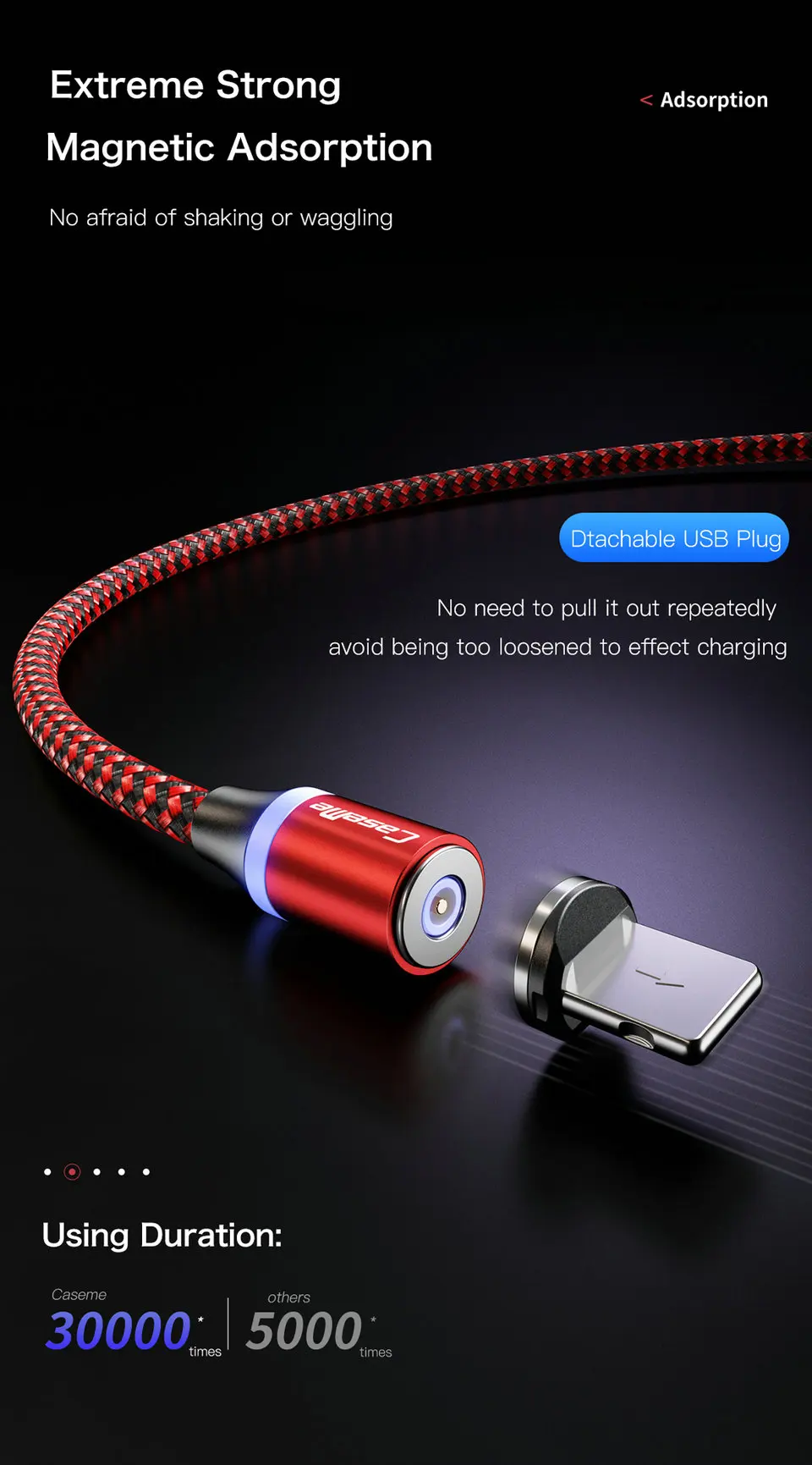 Выдвижной Магнитный кабель CaseMe Micro usb type C для samsung S10 S9 S8 для iPhone XS MAX XR 8 7 6 6S Xiaomi USB-C магнитное зарядное устройство