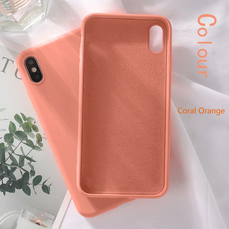 IQD для iphone Xr X Xs Max чехол мягкий жидкий силиконовый чехол микрофибра ткань Подушка для iphone 7 8 6 Plus чехол не царапается тонкий - Цвет: Coral Orange