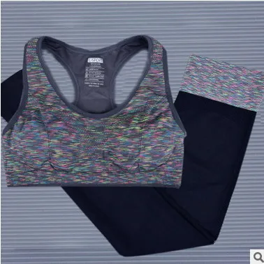 style B gray Брендовые женские спортивные для йоги комплекты Спортивный бюстгальтер с мягкими чашечками топ+ брюки, спортзал Бег Йога костюм для фитнеса спортивная одежда - Цвет: style B gray