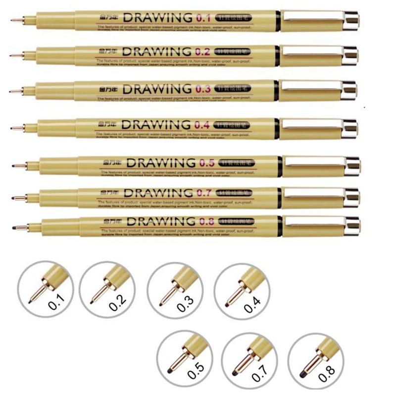 Знать 8 шт Pigma Микрон эскиз черные чернила маркер ручка технический график тонкая