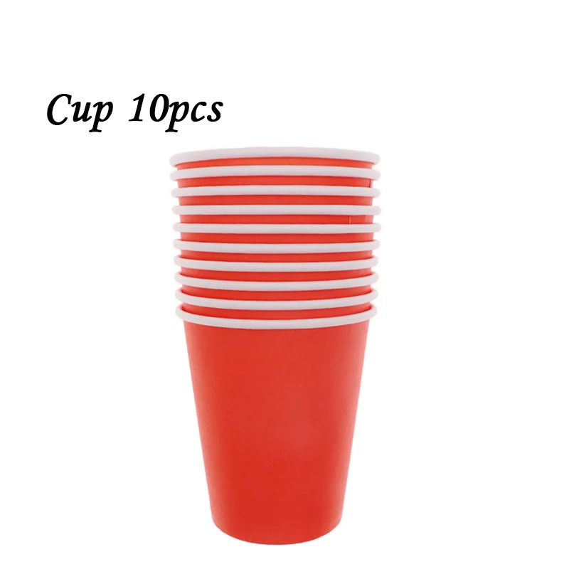 Cup10pcs 10 шт./Партия красная розовая тарелка чашка соломенная одноразовая коробка для посуды сплошной цвет день рождения предметы домашнего обихода Детская Игрушка В ванную - Цвет: Cup10pcs