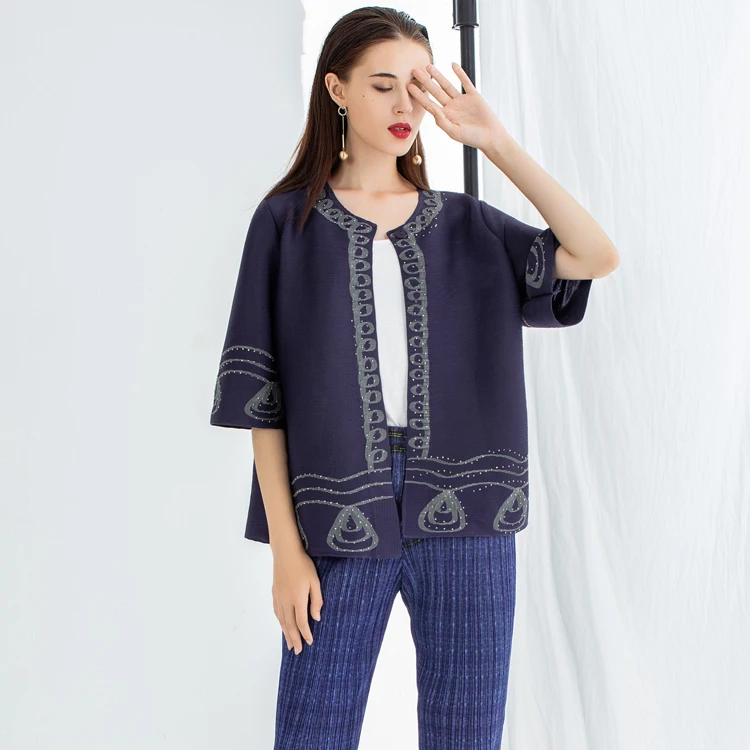 Changpleat Early autumn New women cardigan coat Miyak Pleated fashion Diamond Design Loose Single Button outwear Jackets Coats | Женская