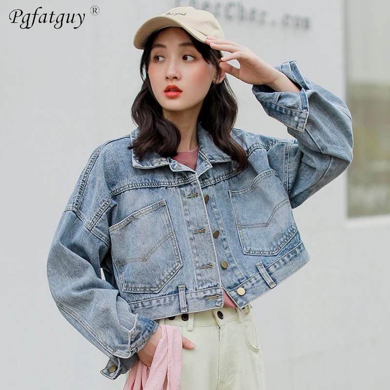 2019 Весенняя женская Повседневная джинсовая куртка с большими карманами сзади