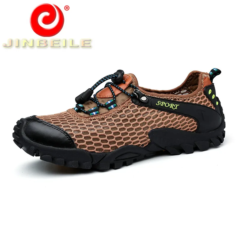 JINBEILE крутые и дышащие сетчатые уличные кроссовки Мужские Прочные нескользящие