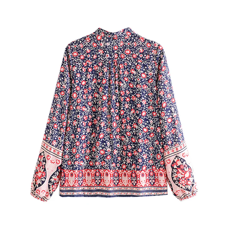 Женские блузки на пуговицах Boho Chic винтажные пляжные Блузы с длинным рукавом и