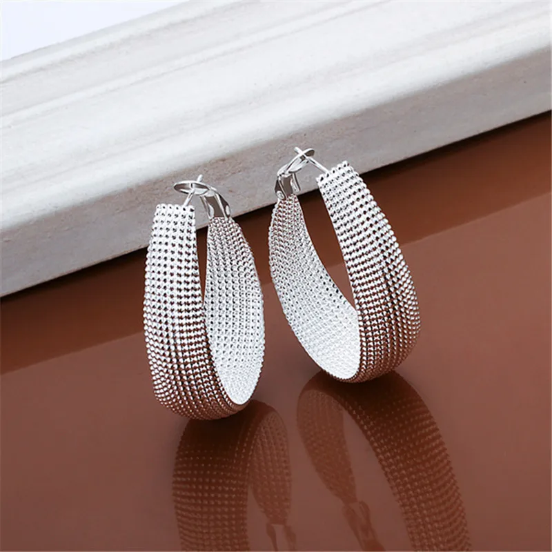 ROHS Standard Fashion Classic Silver Hoop Earrings For Women Party Wedding Jewelry Accessories Brinco | Украшения и аксессуары