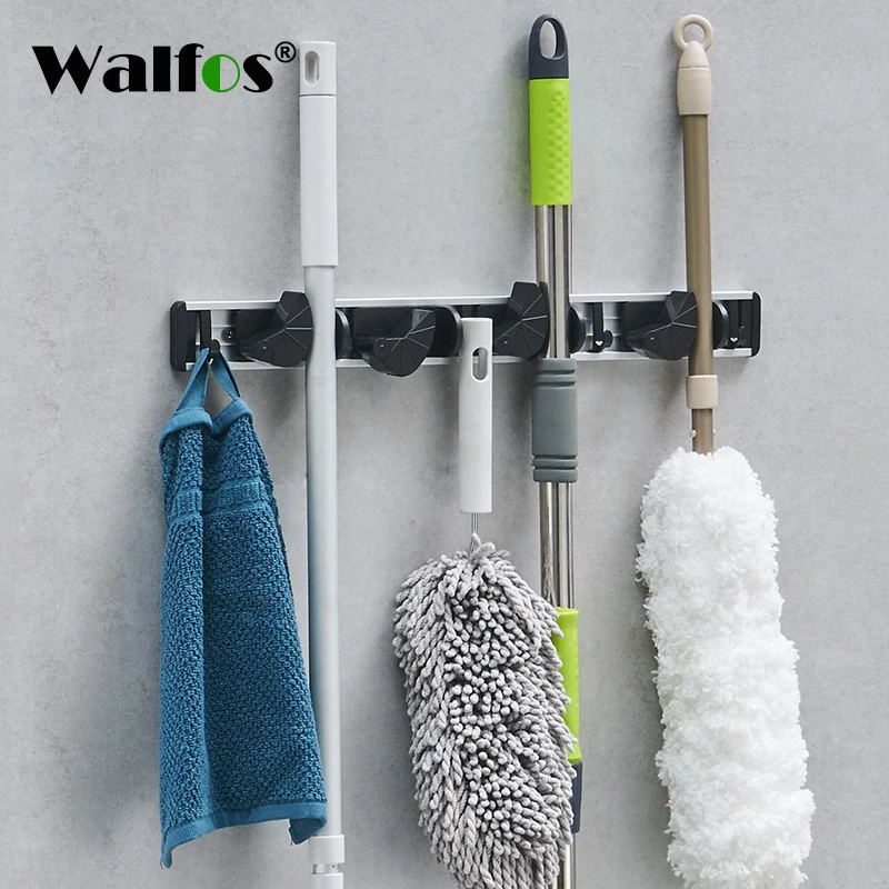 Настенный пластиковый держатель для швабры вешалка хранения крючки органайзер
