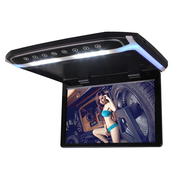 Black 17,3 дюймовые потолочные мониторы 1080P TFT lcd откидная сенсорная кнопка автомобильный монитор MP5 дисплей Поддержка USB/FM/HDMI порт/sd-карта DVD - Цвет: Black