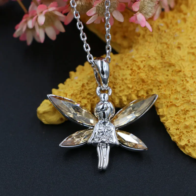 Натуральная австрийского хрусталя Крылья Ангела звено цепи бабочка фея кулон
