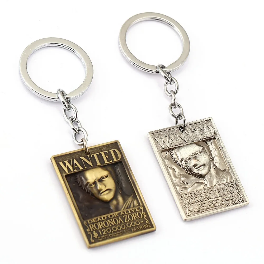 

MS Jewelry ONE PIECE Wanted Poster Key Chain Zoro Warrant Key Rings For Gift Chaveiro Car Keychain Anime Key Holder Souvenir