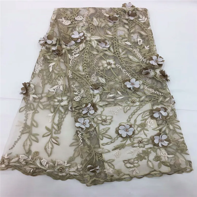 New arrival lovely with beads french tulle lace fabric 3d flower embroidery Soft African pretty applique rof-1147 | Дом и сад