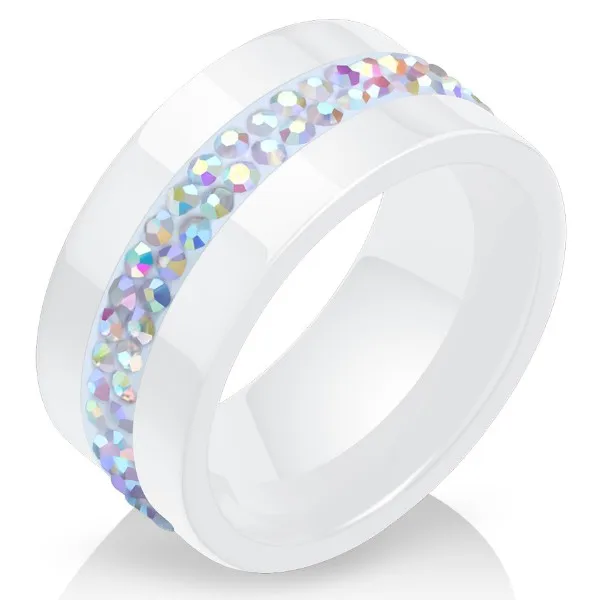 Распродажа ювелирные изделия из кристаллов Swarovski модный набор с 2 рядами циркония керамические кольца подходят для женщин