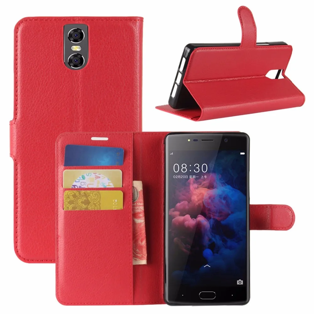 Кожаный чехол Для DOOGEE BL7000 с текстурой личи PU+ TPU горизонтальный Флип кожаный чехол для смартфона с держателем/отделениями для карт/бумажником