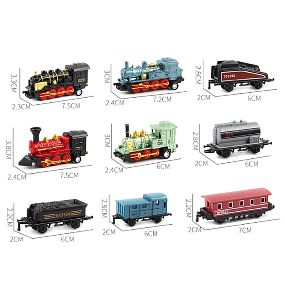 

Steam Train Set Railway Vehicles Toys Mini 4/5Pcs Diecasts Metal Alloy Classic Toys Children Learning Education Christmas Gift