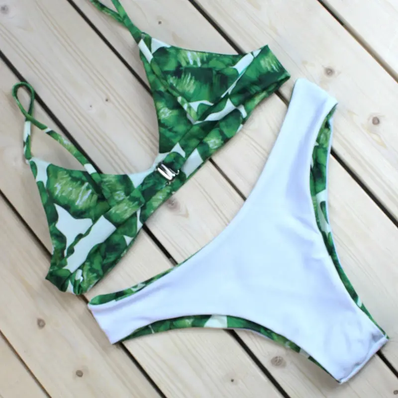 Yeapook зелени повязку комплект бикини бразильский стринги купальник Для женщин