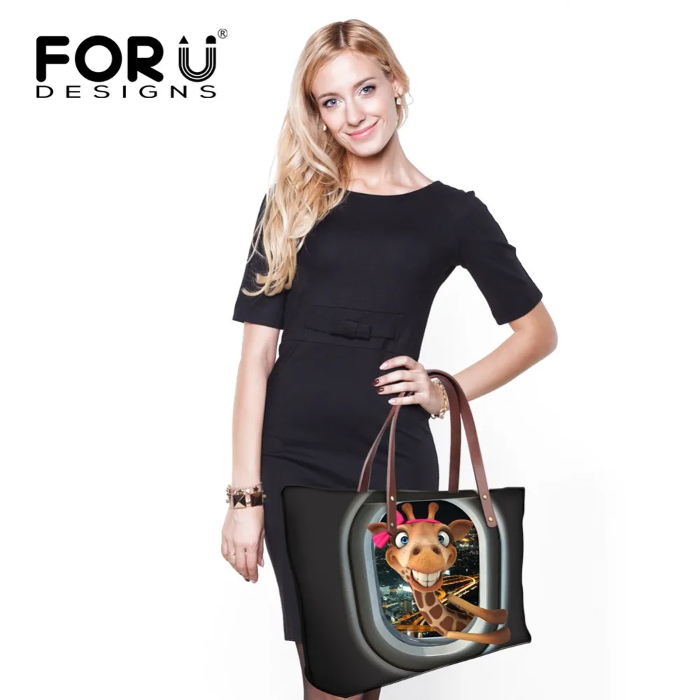 FORUDESIGNS Women Shoulder Bag Black Print Frog Handbag Female Daily Use Single Casual Tote Bags Blosas Feminina | Багаж и сумки