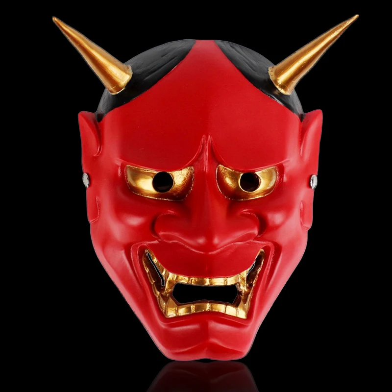 

Noh Mask Japanese Nogaku Hannia Dance Performances Party Halloween Carnival Decoration Collection Full Face Red Golden