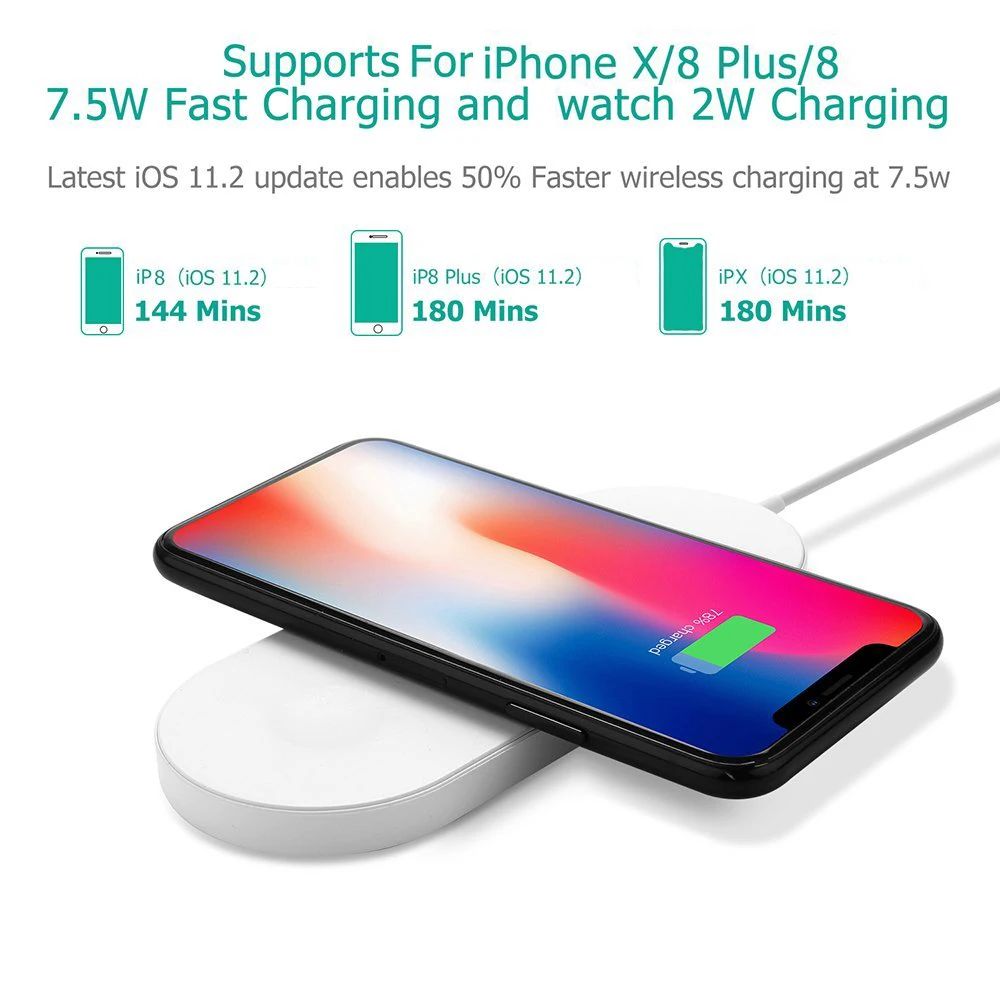 Беспроводное зарядное устройство Qi для Apple Watch 2 3 iPhone X 8 Plus быстрая зарядка SAMSUNG S9 S8