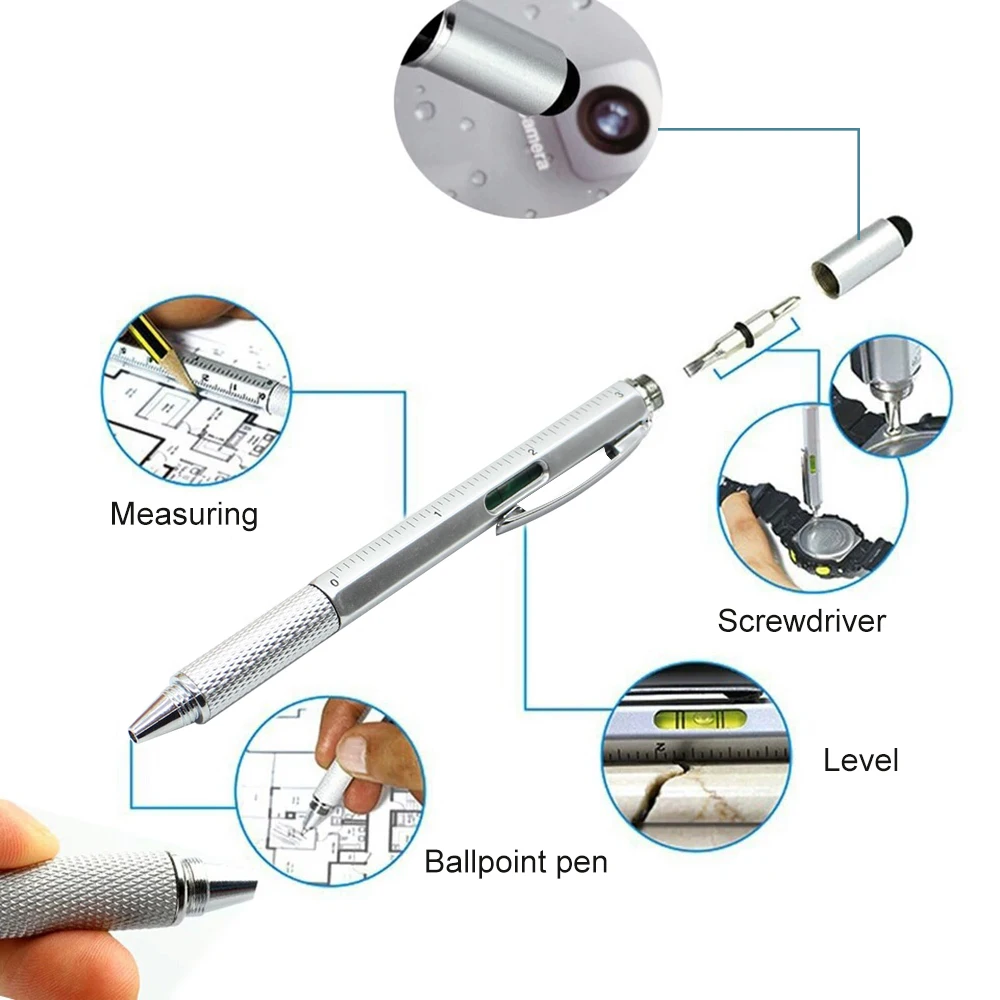 

5/1pc new creative multi-function ballpoint pen level + scale + screwdriver multi-function capacitor ball pen for writing