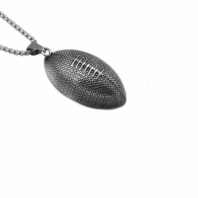 Rugby Ball Oval Retro Pendant Necklace Stainless Steel Charm American Football Sport Hiphop/Rock Style Jewelry For Men |