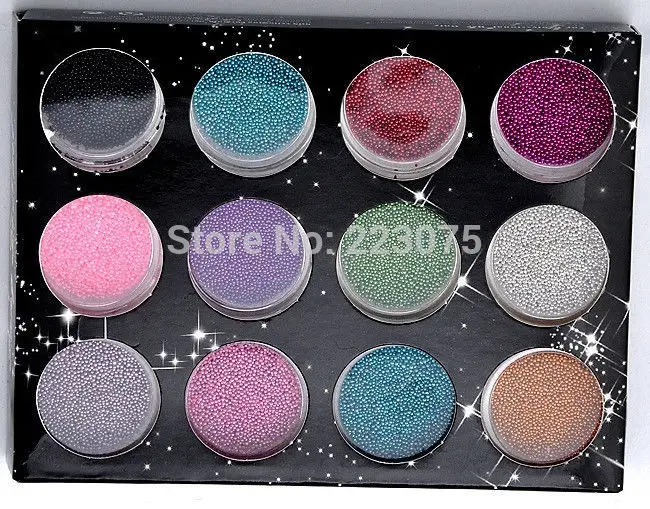 

Nail Art 12 Colors Boxes Glitter Powder Beads Decoration Caviar Manicures