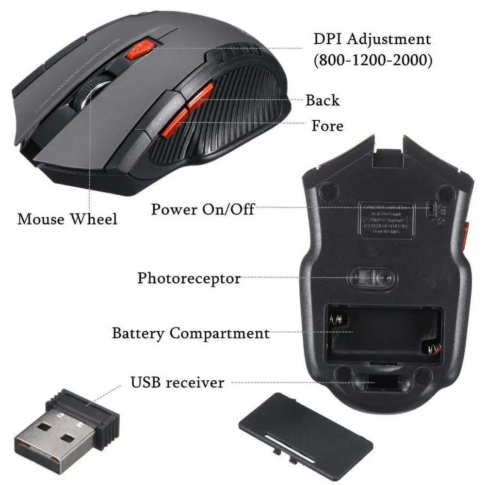 Беспроводная оптическая игровая мышь Мыши с usb приемником для ПК ноутбука 2019