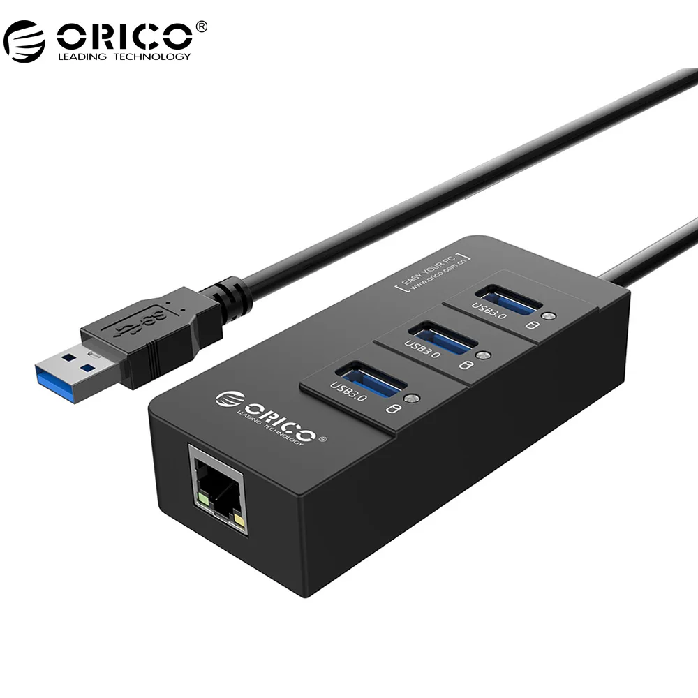 ORICO HR01-U3 USB 3,0 концентратор с внешней RJ45 гигабитная сетевая карта SuperSpeed 5 Гбит/с-черный
