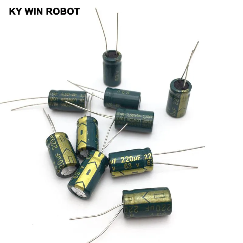 10 шт 63V 220 мкФ 10x20mm 105C радиальный высокочастотный низкоимпедансный алюминиевый электролитический конденсатор 220 мкФ 63v
