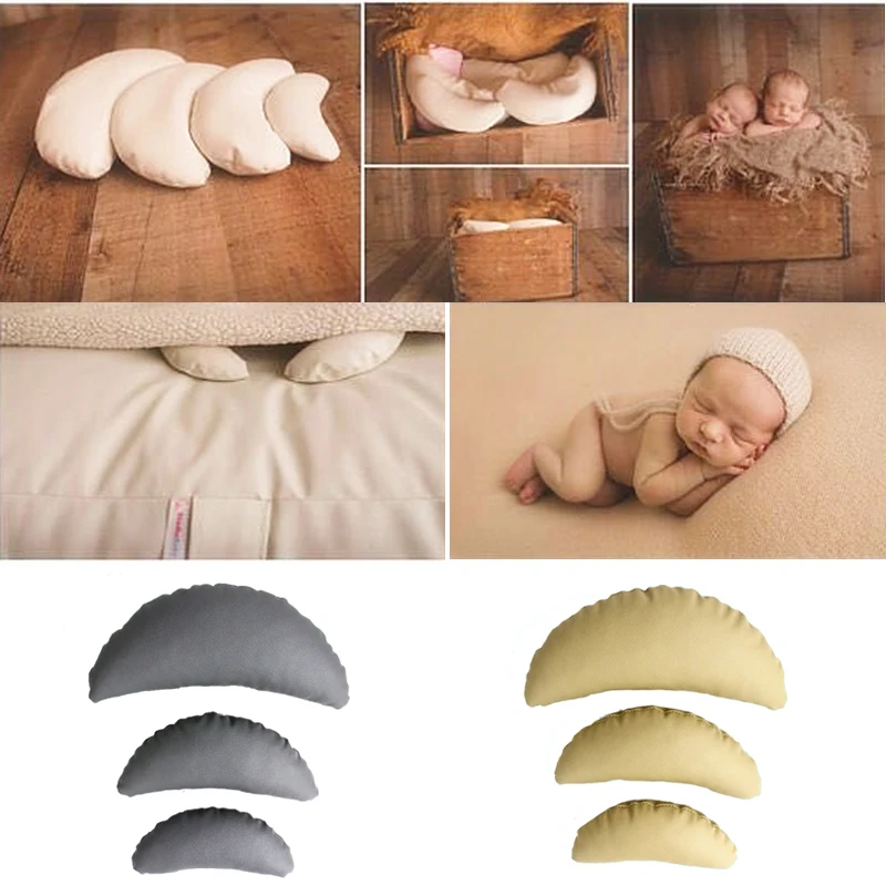 

3 PCS/Set PU Leather Baby Photography Costume Moon Posing Props Baby Pillows Newborn Photography Props Basket Filler Fotografia