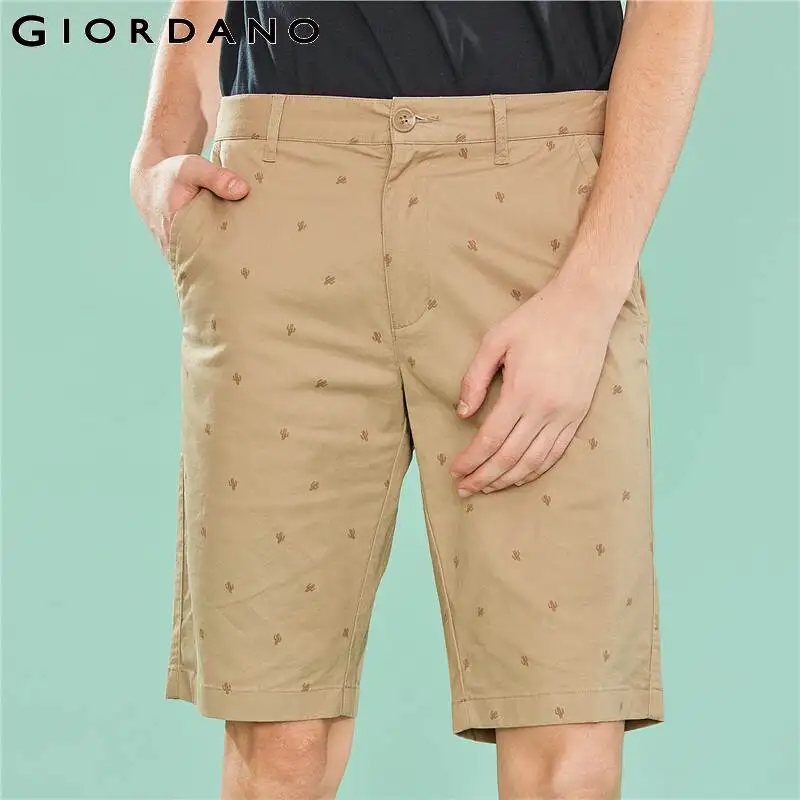 Giordano повседневные зауженные шорты из натурального хлопка slim fit с вышивками на них