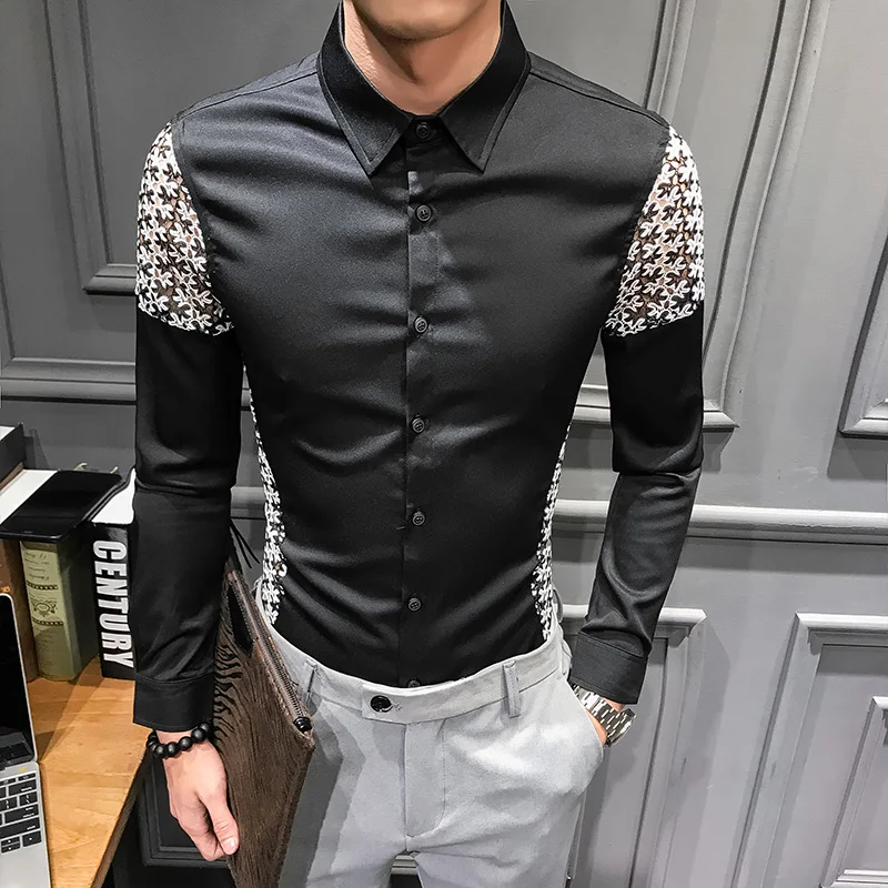 Новинка весны 2019 стильная Сексуальная кружевная рубашка в стиле пэчворк уличная