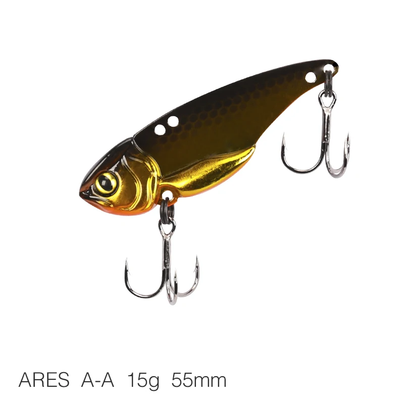 Ares-A-A 15g TSURINOYA ARES-A 5 г/7 г/10 г/15 г Металл VIB приманка для рыбалки искусственная приманка с тройным крюком двойное отверстие низкий центр тяжести - Цвет: Ares-A-A 15g