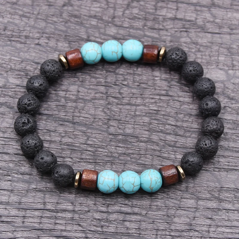 Новый дизайн натуральный вулканический камень нить с каменными бусинами браслет