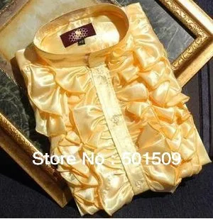 Бесплатная доставка фиолетовые/желтые/белые рубашки с гофрированным бантом