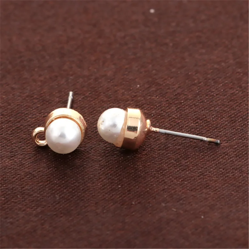 DoreenBeads, цинковый сплав и акрил, серьги-гвоздики, фурнитура, Круглый, золотой, белый, имитация жемчуга, ювелирные изделия, сделай сам, подвески, 10 шт