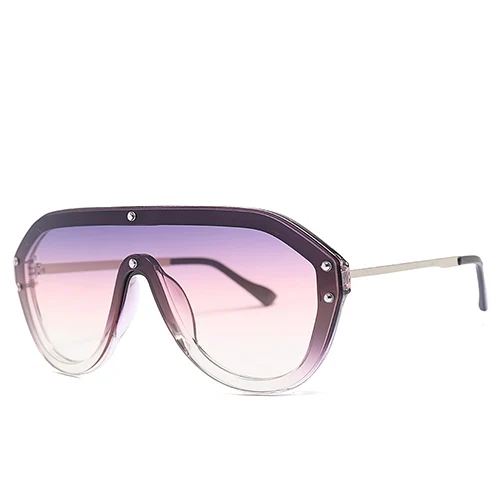 C1 Silver.PurplePink HBK, женские крутые солнцезащитные очки пилота, новинка, модные брендовые дизайнерские женские цельные солнцезащитные очки, большие очки для мужчин и женщин, UV400 - Цвет линз: C1 Silver.PurplePink