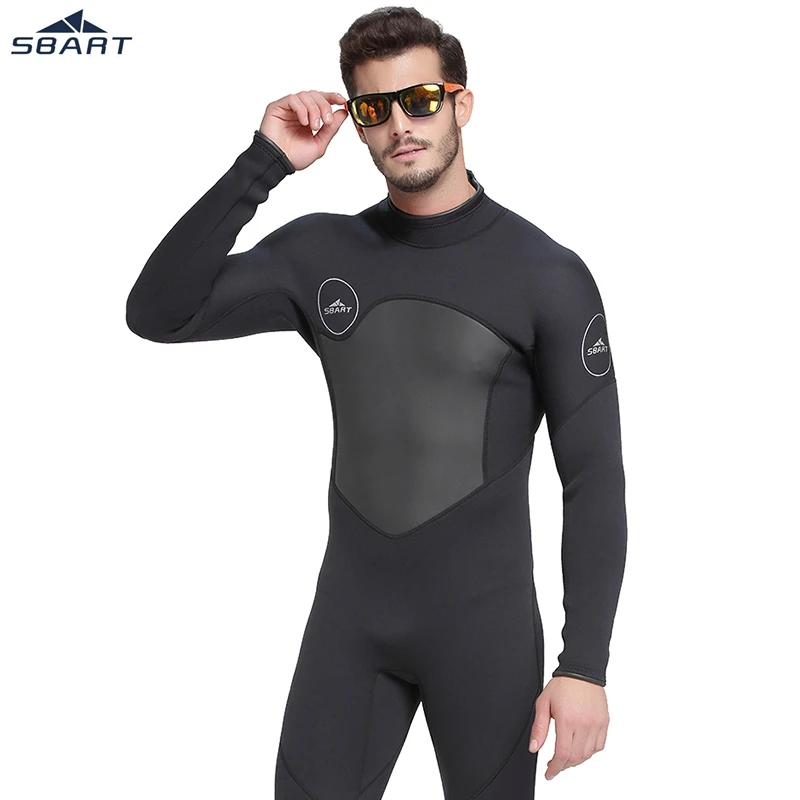 

SBART Men 3mm Neoprene Swim diving suit warm keeping patchwork Soft Wetsuit Fleece Lining swimwear long Spearfishing snorkeling
