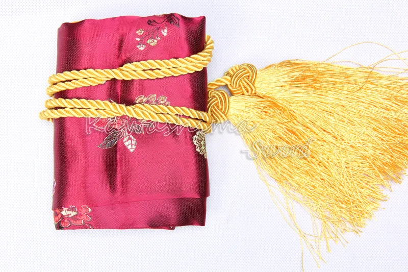 Японский самурайский меч шелковая сумка фиолетовый золотой цвет вышитый цветок