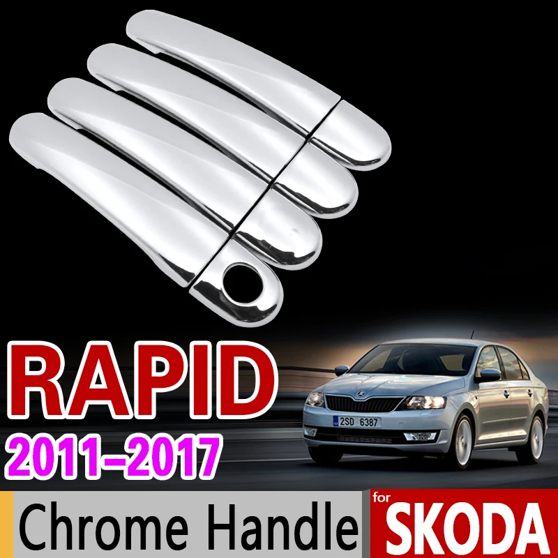 Для Skoda Rapid 2011-2017 Хромированная ручка Накладка комплект седан Comib 2012 2013 2014 2015 2016 автомобильные аксессуары наклейки стайлинга автомобилей