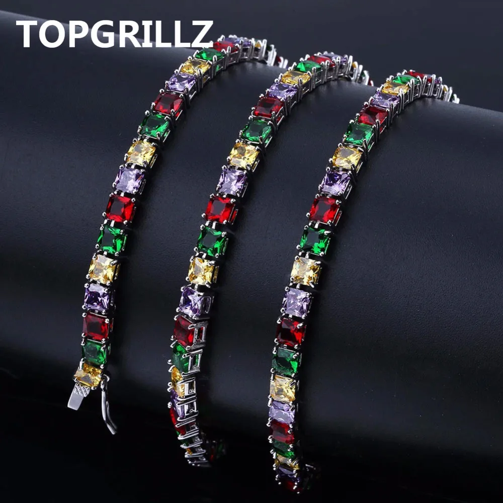TOPGRILLZ хип-хоп золото/серебро цвет покрытием Iced Out Micro Pave AAA CZ камень цвет ful теннисная цепь ожерелье с 1" 22"
