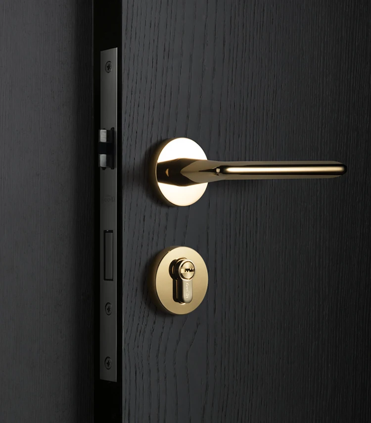Блестящее золото/дверная ручка из цинкового сплава для интерьера/дверной замок для спальни, бесшумный дверной замок, дверная фурнитура