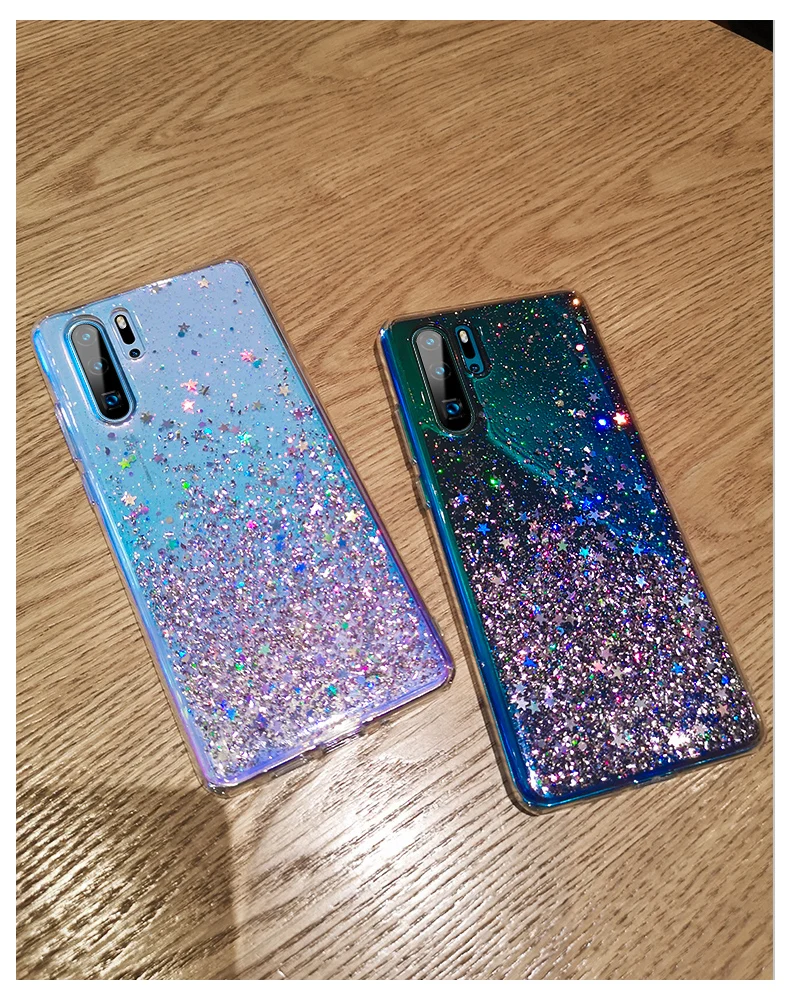 Чехол сверкающий с блестками для huawei P20 Lite P30 силиконовый, прозрачный мягкий чехол с блестками для huawei P30 Lite P20 Pro Прозрачный чехол для телефона