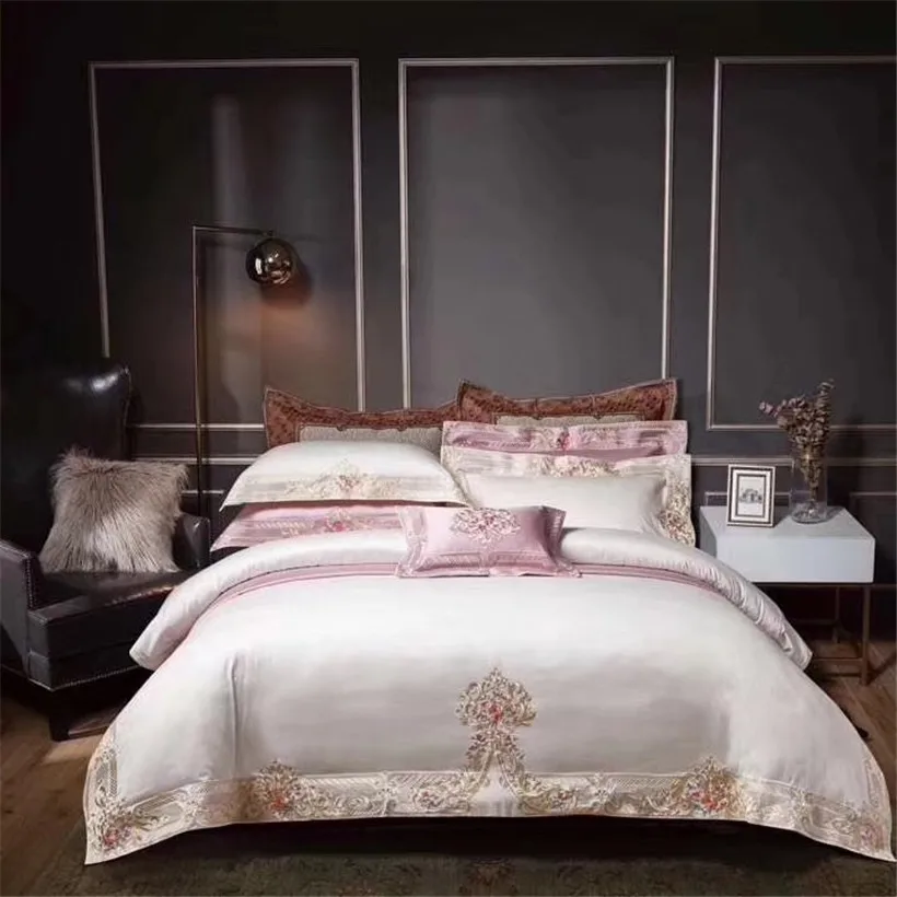 Из египетского хлопка 1000TC роскошное одеяло простыня подушка Шамс вышивка