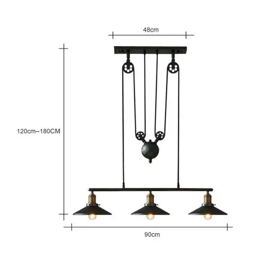 

Vintage Pendant Lights Fixtures Loft Style Hanglamp Pulley Retro Lamp Black Metal Industrial Lighting Bedroom Dining Room Bar