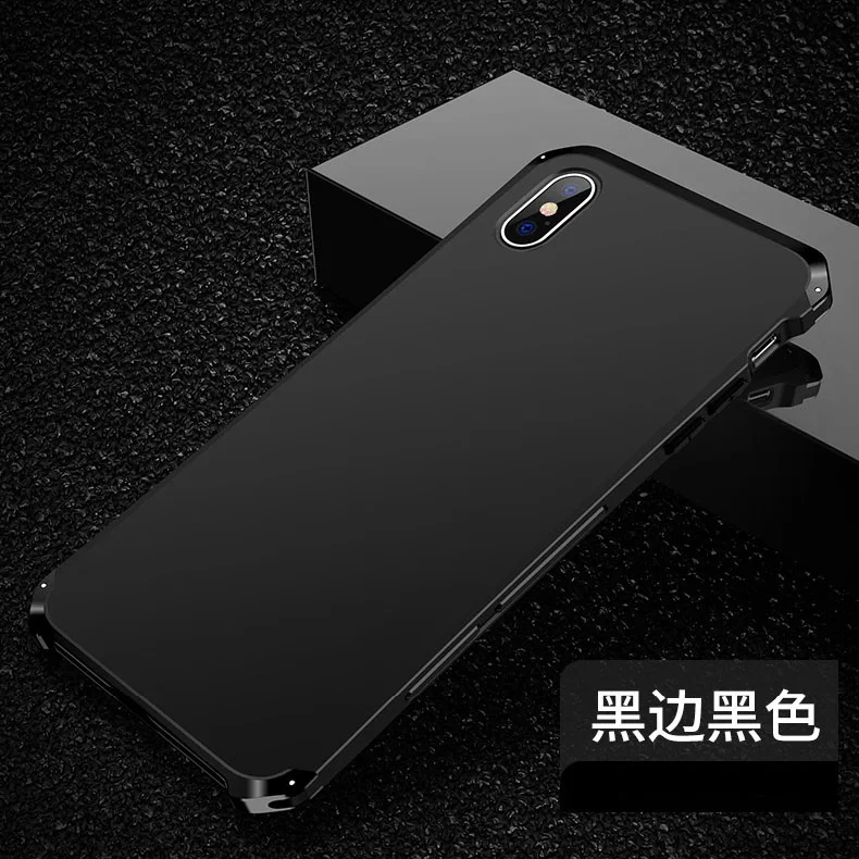 black black Роскошный бронированный металлический алюминиевый+ PC сверхпрочный защитный чехол для телефона для iPhone 11 pro X XS MAX 8 6 6S 7 Plus 5S SE XR чехол - Цвет: black black